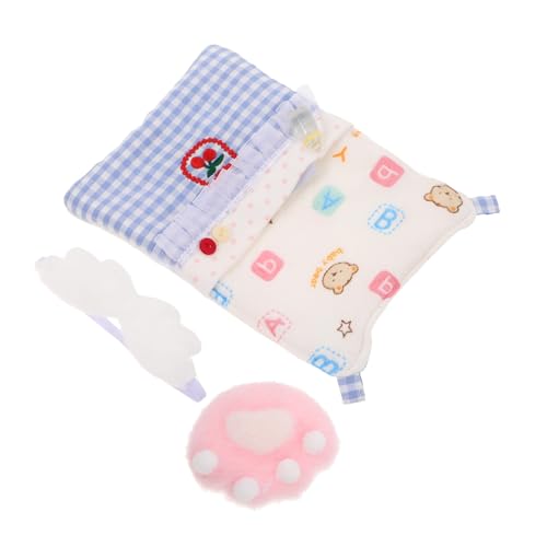 HONMEET Puppenhaus-bettwäsche-zubehör, Mini-bettwäsche-Set, Puppenhaus-bettkissen Mit Augenmaske Für Puppenhaus-Schlafzimmer, 10 cm von HONMEET