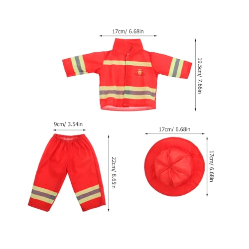 HONMEET Puppenkleidung Feuerwehrkostüm Puppe Feuerwehrmann Outfit mit Helm Hose Zubehör für Mädchen Rollenspiel Feuerwehrchef Kostüm Pretend Play von HONMEET