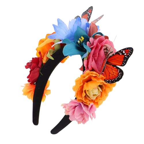 HONMEET Realistisches Blumen schmetterling Stirnband Damen Weiches Vielseitiges Karneval Party Headpiece Bequemer Kopfschmuck für Fasching Ball und Halloween Auffälliges Prom Accessoire von HONMEET