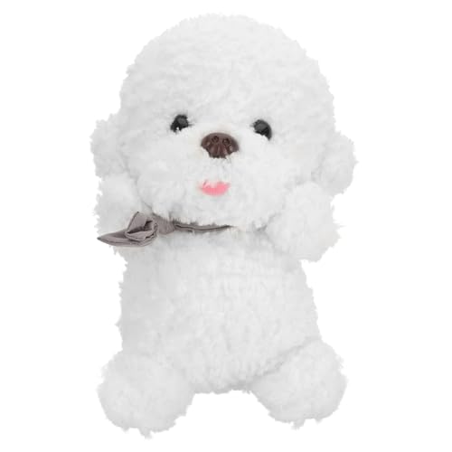 HONMEET Realistisches Plüschhund Kuscheltier Bichon Frisé Weiß Stehend Weiches Stofftier für Dekoration von HONMEET