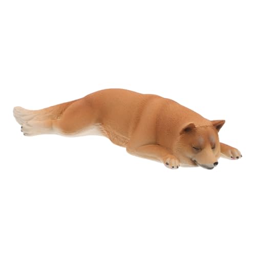HONMEET Realistisches Shiba Inu Modell Liegend Kunststoff Tierfigur Detailgetreu Robust Dekoration Niedlicher Hund Welpen Figur Geschenk Sammelfigur von HONMEET