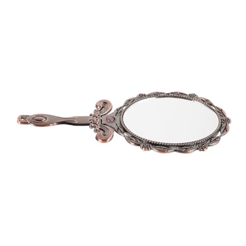 HONMEET Retro -Spiegel Handspiegel Mit Ständer Handspiegel Mit Griff Reisespiegel Tragbarer Faltbarer Schminkspiegel Tragbarer Spiegel Retro Handheld Flip Metall Light Brown von HONMEET