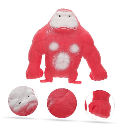 HONMEET Stressabbau Gorilla Figur aus Weichem TPR Kleines Rotes Squeeze Toy für Erwachsene Haptisches Affen Druckentlastung und Sensorischen Entspannung von HONMEET