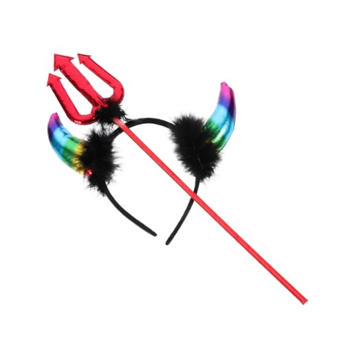 HONMEET Teufelshorn Haarreif Gold mit Schwarzem Fell Halloween Kostüm Zubehör für Lustiges Teufel Cosplay Stirnband Bequem und Auffällig für Karneval Party von HONMEET