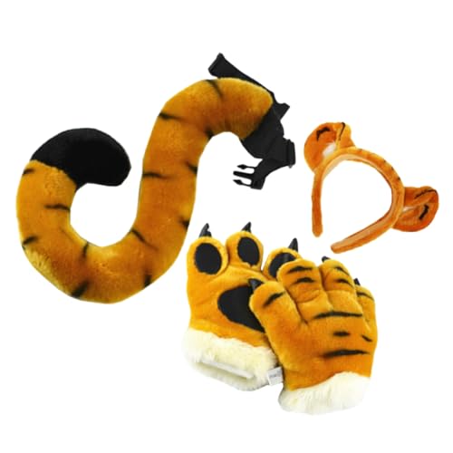 HONMEET Tiger Kostüm Zubehör Set mit Weichem Baumwollstoff Tiger Ohr Haarreif Pfotenhandschuhe und Leichter und Bequemer Animal Cosplay für Karneval Halloween Theater und Mottoparty HONMEET Tiger Kostüm Zubehör Set mit Weichem Baumwollstoff Tiger Ohr Haarreif Pfotenhandschuhe und Leichter und Bequemer Animal Cosplay für Karneval Halloween Theater und Mottoparty von HONMEET