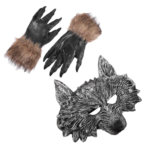 HONMEET Werwolf Maske und Handschuhe Halloween Wolfskostüm Realistisch Atmungsaktiv Strapazierfähig für Damen Herren Karneval Party Cosplay HONMEET Werwolf Maske und Handschuhe Halloween Wolfskostüm Realistisch Atmungsaktiv Strapazierfähig für Damen Herren Karneval Party Cosplay von HONMEET
