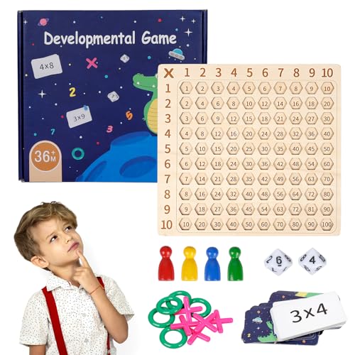 HONMOK Multiplikationsbrett Multiplikationstafel Hölzernes Mathe Lernen für Grundschüler Montessori Kinderzählspielzeug Zählbrett Brettspiel Rechnen Spiel Multiplikationstabelle für Kinder von HONMOK