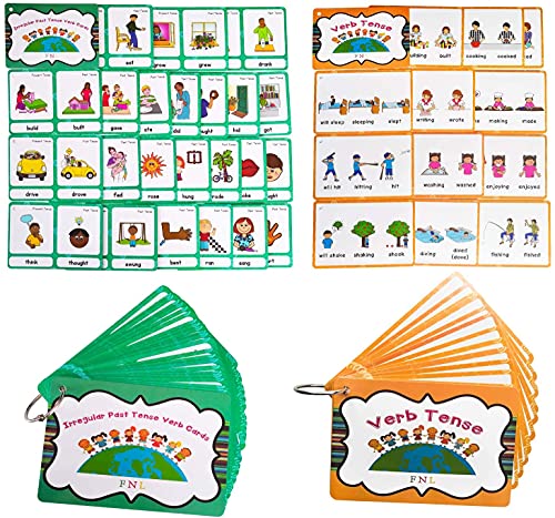 Set mit unregelmäßigen Verben und Verb-Tense-Lernkarten für Kinder, Lernkarten für Kindergarten, Lehrer, Autismus-Therapeuten, Werkzeuge von HONTOUSIP