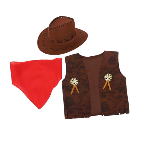 HOODANCOS 1 Satz Cowboy Kostümset für Jungen Teiliges Set mit Hut Weste und Halstuch für Halloween Karneval und Rollenspiele Bequem und Kreativ HOODANCOS 1 Satz Cowboy Kostümset für Jungen Teiliges Set mit Hut Weste und Halstuch für Halloween Karneval und Rollenspiele Bequem und Kreativ von HOODANCOS