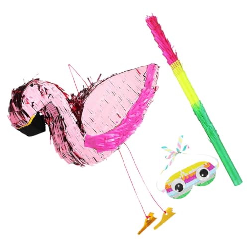 HOODANCOS 1 Satz Flamingo Piñata für Rosa Piñata mit Stock und Augenmaske für Tropische Luau Geburtstagsfeier Lustige Partydekorationen von HOODANCOS
