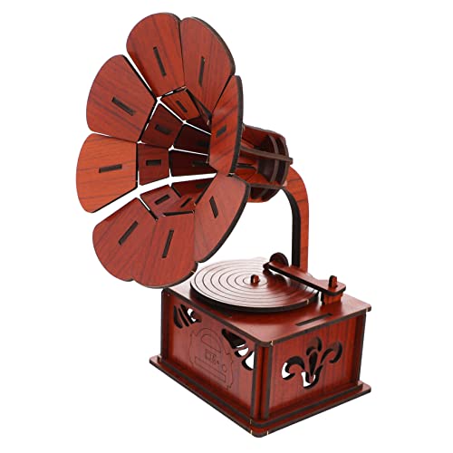HOODANCOS 1 Satz Gramophone Puzzle Toy Holz DIY Puzzle für Lernspielzeug Konzentration Home Decor Rotbraun HOODANCOS 1 Satz Gramophone Puzzle Toy Holz DIY Puzzle für Lernspielzeug Konzentration Home Decor Rotbraun von HOODANCOS