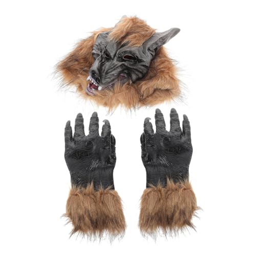 HOODANCOS 1 Satz Halloween Wolfsmaske mit Krallenhandschuhen Tierische Cosplay Maske für Erwachsene für Halloween Karneval Maskerade und Verkleidungspartys HOODANCOS 1 Satz Halloween Wolfsmaske mit Krallenhandschuhen Tierische Cosplay Maske für Erwachsene für Halloween Karneval Maskerade und Verkleidungspartys von HOODANCOS