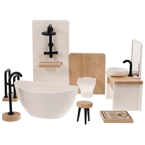 HOODANCOS 1 Satz Miniatur Badezimmer Set für Puppenhäuser Teiliges Set mit Dusche Badezimmer und Realistischem Design für Kreative Spielstunden und Motorische von HOODANCOS