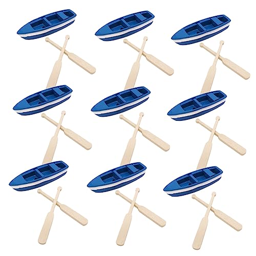 HOODANCOS 1 Satz Miniatur Boot Modell Figuren Set Teiliges Dekorationsset mit Ruder für Strand Mikrolandschaft DIY Resin Boot Deko für Garten und Innenräume von HOODANCOS