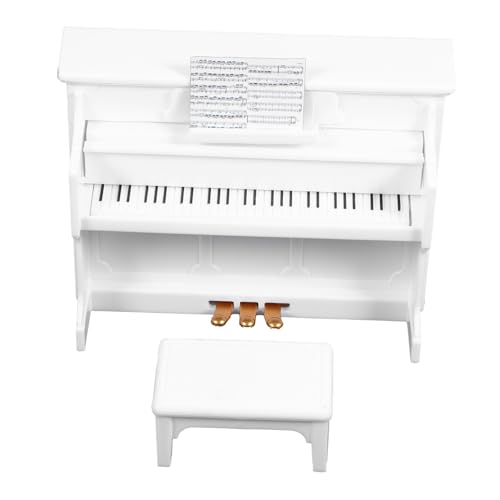 HOODANCOS 1 Satz Miniatur Klavier mit Hocker Musikinstrument Modell für Puppenhaus Deko Weißes Design für Mini Landschaften und Kreative Gestaltung von HOODANCOS