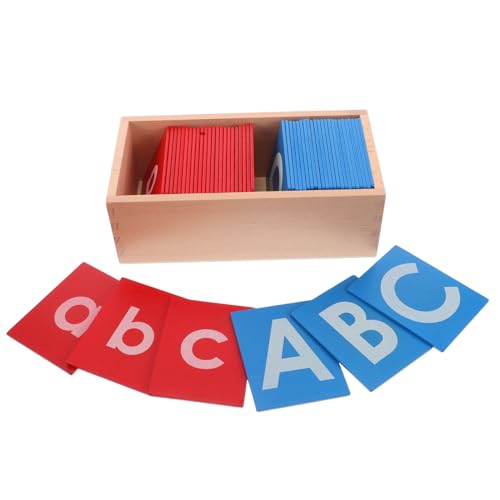 HOODANCOS Montessori Holzalphabetbrett mit Schleifpapierbuchstaben für Vorschule und Kindergarten Sicheres Lernspielzeug Sprachentwicklung Taktiles Lernen Pädagogische Materialien aus Holz von HOODANCOS