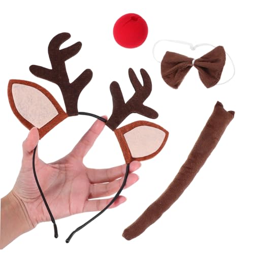 HOODANCOS 1 Satz Rentier Kostümset mit Stirnband und Nase Teiliges Tierkostüm für Feiertagsfeiern Cosplay und Bühnenaufführungen für Erwachsene und Jugendliche von HOODANCOS