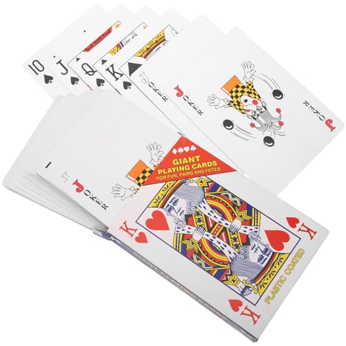 HOODANCOS 1 Satz Riesige Spielkarten Jumbo Pokerkarten für Erwachsene für Partys und Spiele Strapazierfähiges Material Verarbeitung Leichter Transport Klare Drucktechnologie von HOODANCOS