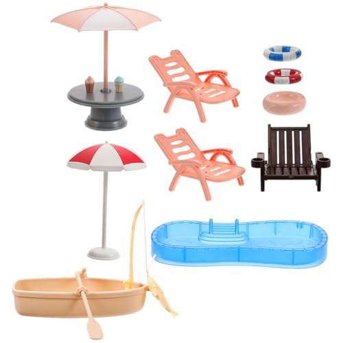 HOODANCOS 1 Set Puppenhaus-strandzubehör: Einschließlich Miniatur-, Schwimmring, Strandkorb, Sonnenschirm Und Bootsmodelle, Spielzeug Für Heimwerkerarbeiten von HOODANCOS
