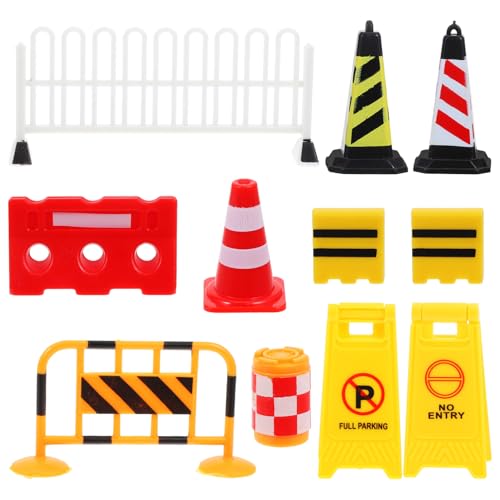 HOODANCOS Miniatur-verkehrskegel Straßensperren Spielzeug Kinder-verkehrszeichen Spielset Straßenschilder Für Jungen Und Mädchen Rollenspiel Parkplatz Lernen Der Verkehrsregeln von HOODANCOS