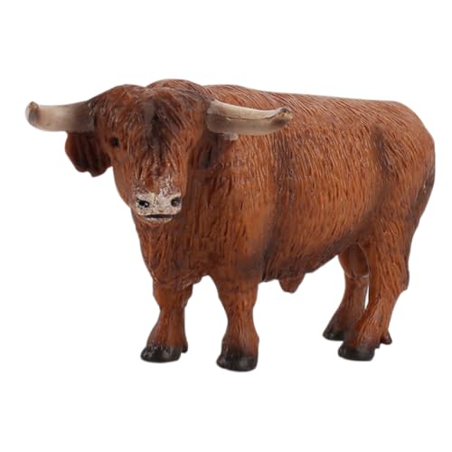 HOODANCOS 1 Stück Simulation Highland Cattle Modell Realistisches Kuhspielzeug für Dekoratives Static Solid Tiermodell für Zuhause Büro Bildungswerkzeug von HOODANCOS