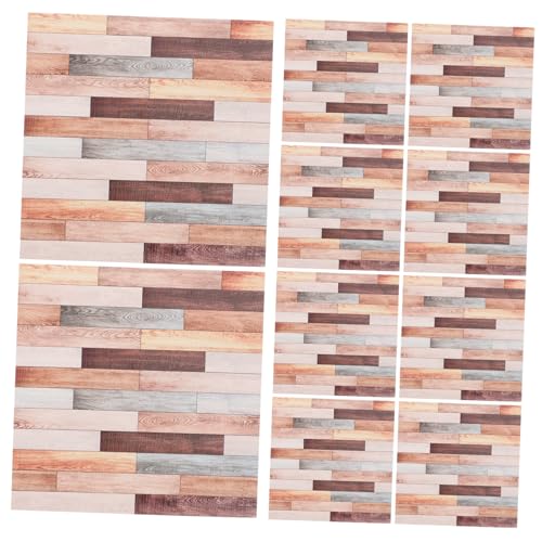 HOODANCOS 10 Stück Mini Fußboden Aufkleber Selbstklebende Holzoptik Wanddekoration für Puppenhaus Bad und Wohnzimmer von HOODANCOS