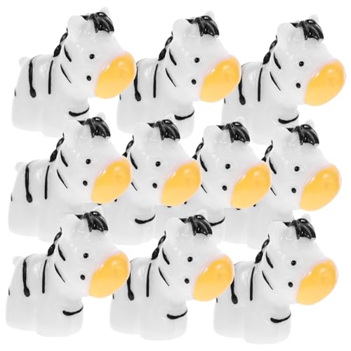 HOODANCOS 10 Stück Mini Zebra Ornament Miniaturfigur Künstliches Zebra Winzige Zebras Zebrafiguren Terrarium Gartendekoration Mini Keramik Tierdekoration Dekorative Zebra von HOODANCOS