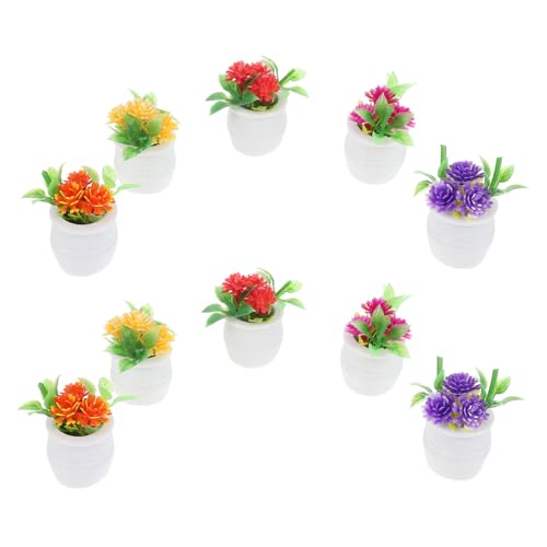 HOODANCOS 10 Stück Teiliges Mini Bonsai Realistische Miniaturpflanzen für Puppenhaus und Garten Farbiges Zubehör für DIY für Minihäuser und Dekoration von HOODANCOS