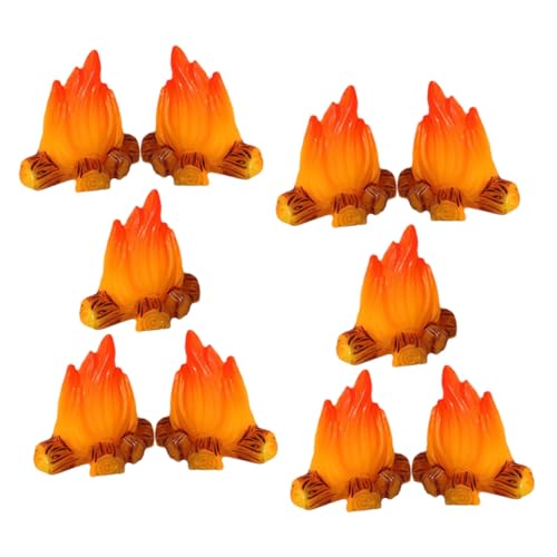 HOODANCOS 10 Stück Teiliges Mini Ornament aus Resin Realistisch Gestaltetes Mikro Dekofeuer für DIY Landschaften Garten und Partydekoration Langlebig und Detailreich Gestaltet von HOODANCOS