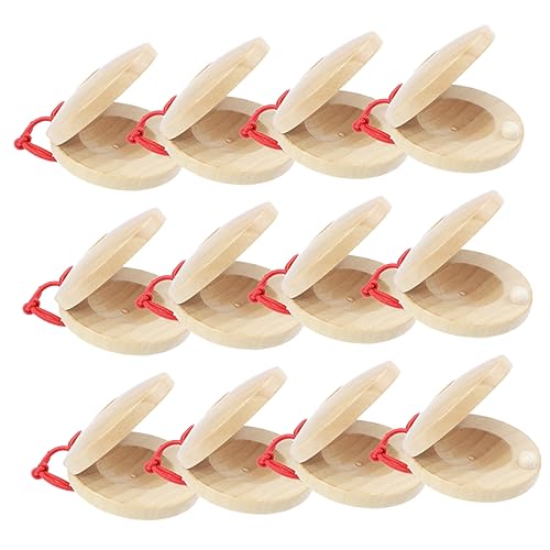 HOODANCOS 12 Stck Teiliges Holz Kastagnetten für Robustes Fingerinstrument aus Natürlichem Holz Sichere Musikinstrumente für Frühe Musikerziehung Langlebig und Handfreundlich als von HOODANCOS