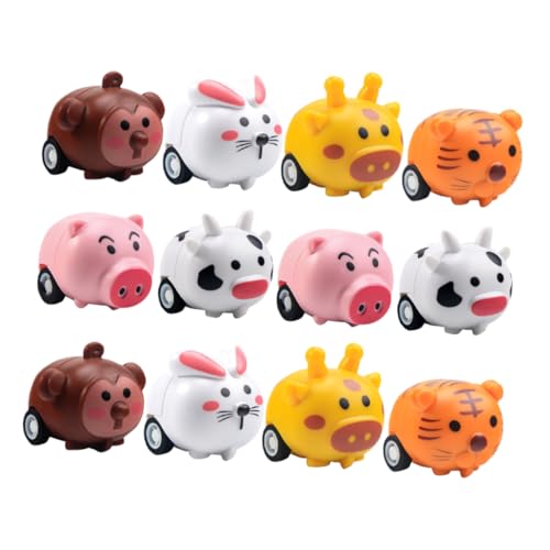 HOODANCOS 12 Stück Kinderspielzeugautos Spielzeugfahrzeuge Zum Zurückziehen Zurückziehen Auto Mit Tiermotiv Spielzeugauto Mit Tiermotiv Zurückziehen Autos Zum Zurückziehen von HOODANCOS