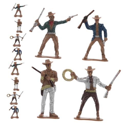 HOODANCOS 12 Stück Teiliges Cowboy Figuren aus Kunststoff Wild West Figuren für Partys und Dekoration Lernspielzeug für Einzigartige Sammlerstücke mit Leuchtenden Farben und Detailliertem von HOODANCOS