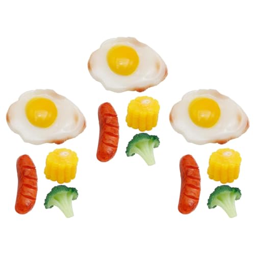 HOODANCOS 12 Stück Teiliges Fake Food Modell Realistische Lebensmittel Dekoration für Spielküchen mit Maiskolben Brat Eiern und Brokkoli für Kreative Rollenspiele von HOODANCOS