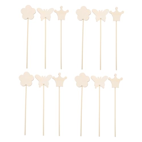 HOODANCOS 12 Stück Teiliges Holz zauberstab Mädchen DIY Bastelset mit Blumen Krone Schmetterlingsmotiven für Kindergeburtstag Feenparty Verkleidung und Kreative Handarbeitsspielzeuge von HOODANCOS