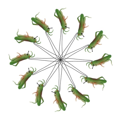 HOODANCOS 12 Stück Teiliges Insektenspielzeug Realistische Heuschrecken Tierfiguren aus Weichem Gummi Pädagogisch für Jungen Mädchen Entdeckung Natur Wissenschaft Dekoration von HOODANCOS