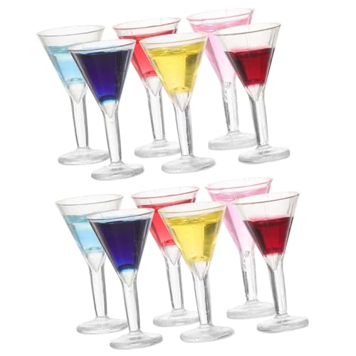 HOODANCOS 12 Stück Teiliges Miniatur Cocktailglas aus Resin für Puppenhaus Realistische Deko für Dollhouse für Bar Szenen und Rollenspiele Farbenfrohe Mini Cocktails von HOODANCOS