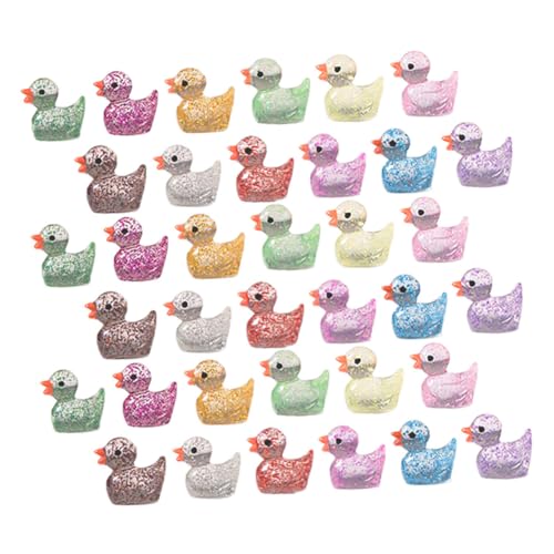 HOODANCOS 120 Stück Mini Glitzer Enten Dekore Aquarium Tierornamente Feengarten Miniatur Enten Basteln Harzenten Aquarium Harz Dekorationen Mini Harz Tiere Aquarium Dekorationen von HOODANCOS