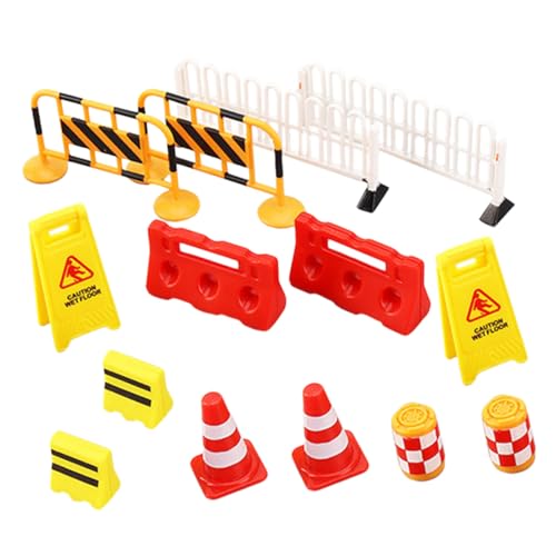 HOODANCOS 14 Stück Teiliges Verkehrszeichen Spielset Realistische Verkehrsabsperrungen und Straßenschilder Pädagogisches Lernspielzeug für Sandtisch Modellbau und Rollenspiele von HOODANCOS