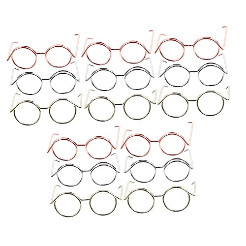 HOODANCOS 15 Stück Puppenbrillen aus Metall mit Drahtgestell Augenbrillen für Puppen DIY Bastelzubehör Roségold Silber und Gold für Puppen Outfits und Kreative Projekte von HOODANCOS