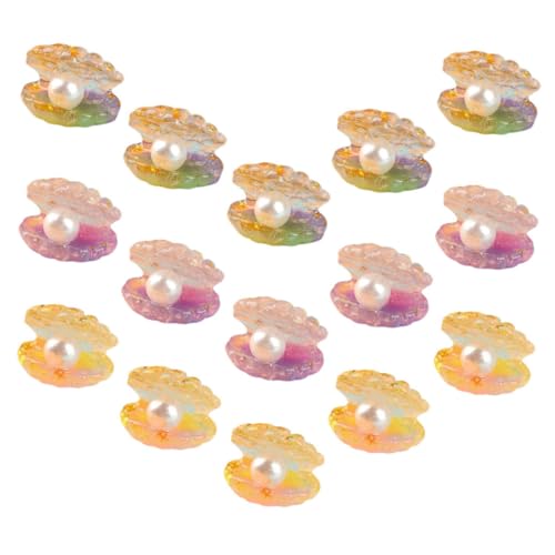 HOODANCOS 16 Stück Teiliges Leuchtende Muscheln mit Perlen Handliche Resin Deko für DIY Schmuck und Aquarium Farbverlaufend für Kreative Bastelprojekte und Wohnraumgestaltung von HOODANCOS