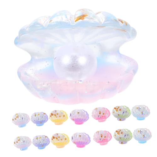 HOODANCOS 16 Stück Teiliges Mini Muschel Perle Leuchtend im Dunkeln Resinierte Bastelmuscheln für DIY Dekoration Geeignet für Garten Party und Feierlichkeiten von HOODANCOS