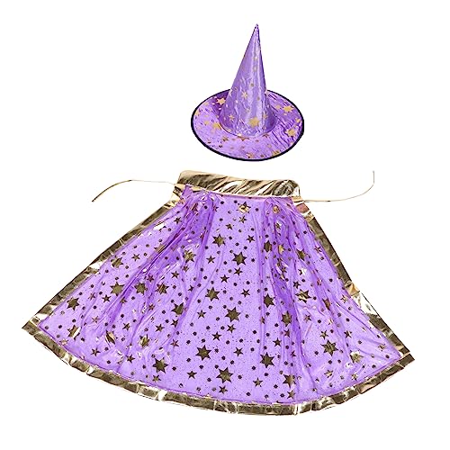 HOODANCOS 1Satz Kostüm für Cape mit Sternmuster und Zaubererhut für Cosplay und Bühnenauftritte Halloween und Kostümpartys von HOODANCOS