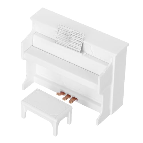 HOODANCOS 1Satz Mini Klavier und Hocker für Puppenhaus Miniatur Wohnkultur Requisiten für Fotografie Dekorative Szene Leicht und Handlich für DIY Modellliebhaber von HOODANCOS
