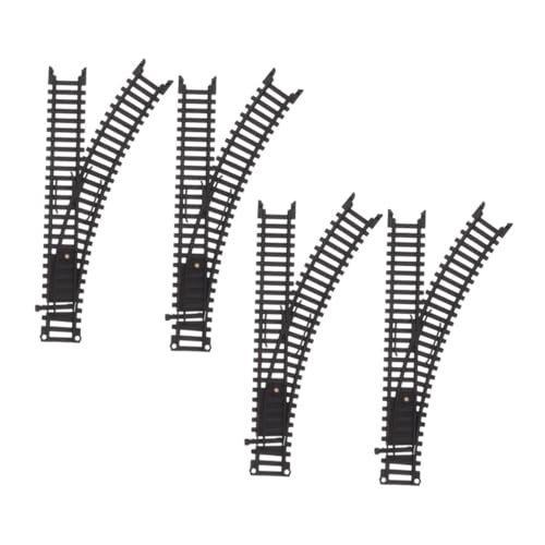 HOODANCOS 2 Paare Simulationsbahnstrecke Bahngleise Gebogen Schienen Zug Mit Gleisen Gleiseisenbahn-spielset Kleine Bahnstrecke Plastik Black von HOODANCOS