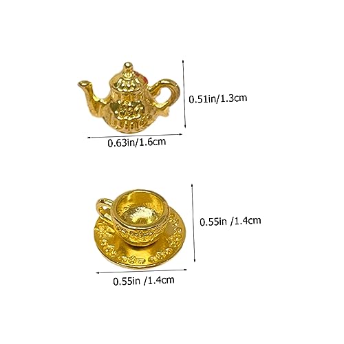 HOODANCOS 2 Sätze Miniatur Teeservice Metall Teiliges Puppenhaus Zubehör mit und Tassen Stabile Miniatur und Tassen für Küchen Spielset Dekorativ und Langlebig Gold Silber von HOODANCOS