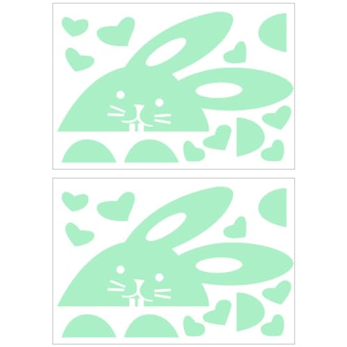HOODANCOS 2 Satz Wandsticker für Kinderzimmer Leuchtende Cartoon Rabbit Sticker Teilig Selbstklebend für Schlafzimmer und Wohnzimmer Einfache Anwendung und Entfernung Langlebig und von HOODANCOS
