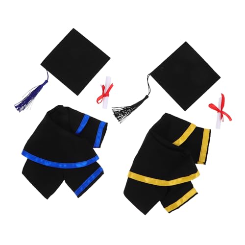HOODANCOS 2 Sets Abschluss Bär Outfit Bärenkappen Bärenpuppe Abschlusskostüm Abschluss Bärhut Puppenkappe Hutkragen Set Für Bärenpuppe Bärenkappenkragen Bärenpuppe von HOODANCOS