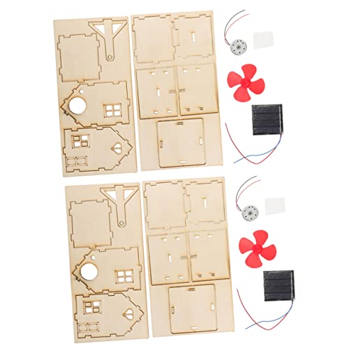 HOODANCOS 2 Sets Solarhütte Materialpaket Kinderspielzeug Kleines Haus Kleines Haus DIY Montagespielzeug Solar Montagesatz Solarspielzeug Solar DIY Spielsachen Aus Holz von HOODANCOS
