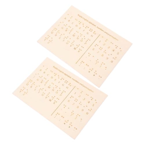 HOODANCOS 2 Stück Braille-Unterrichtsgeräte Braille schreibtafel Braille-Alphabet Blindenschrift Hilfsmittel Braille Schreibhilfe Schreibübungen für Kleinkinder Braille-Bücher Holz Khaki von HOODANCOS