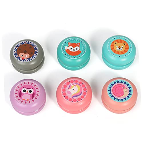 HOODANCOS 2 Stück Holz Yo Yo mit Niedlichem Cartoon Tierdesign Schnecke Fuchs Yoyo Ball für Fördert Farben und Hand Auge Koordination von HOODANCOS